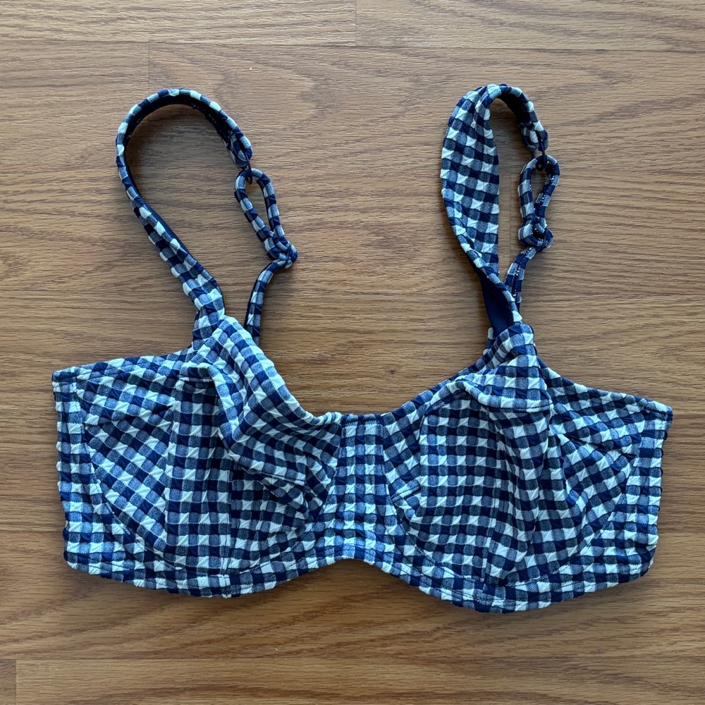Panache Navy Gingham Bikini Top